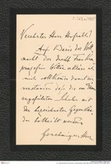 k.k. naturhistorisches Hofmuseum, Intendanzakten 1885-1896 (Hauer), Aktenzahl Z.263.a/1888, Seite 1